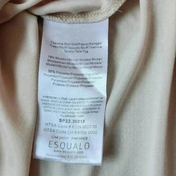 Esqualo T-Shirt Turn Up Sleeve Light Sand Beige Modal Soft Relaxed Women's XL - Picture 9 of 12